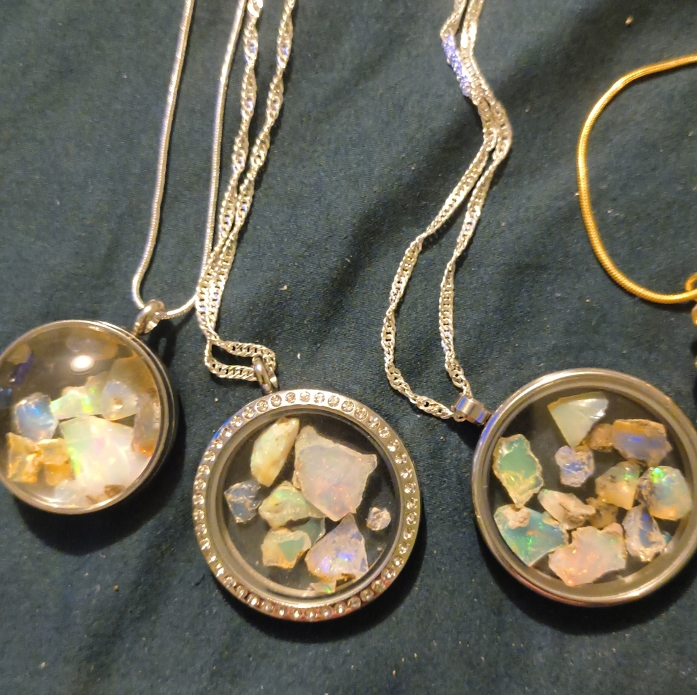 Raw Ethiopian fire opal necklace